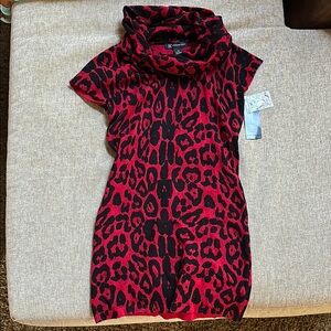 Chic Red and Black Leopard Print Dress XS by INC.